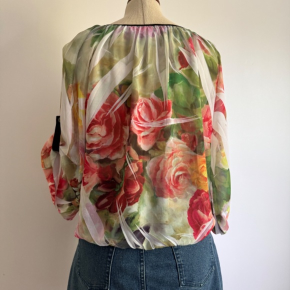Crimson Ivy - Colorful Floral Blouse - Picture 2 of 9